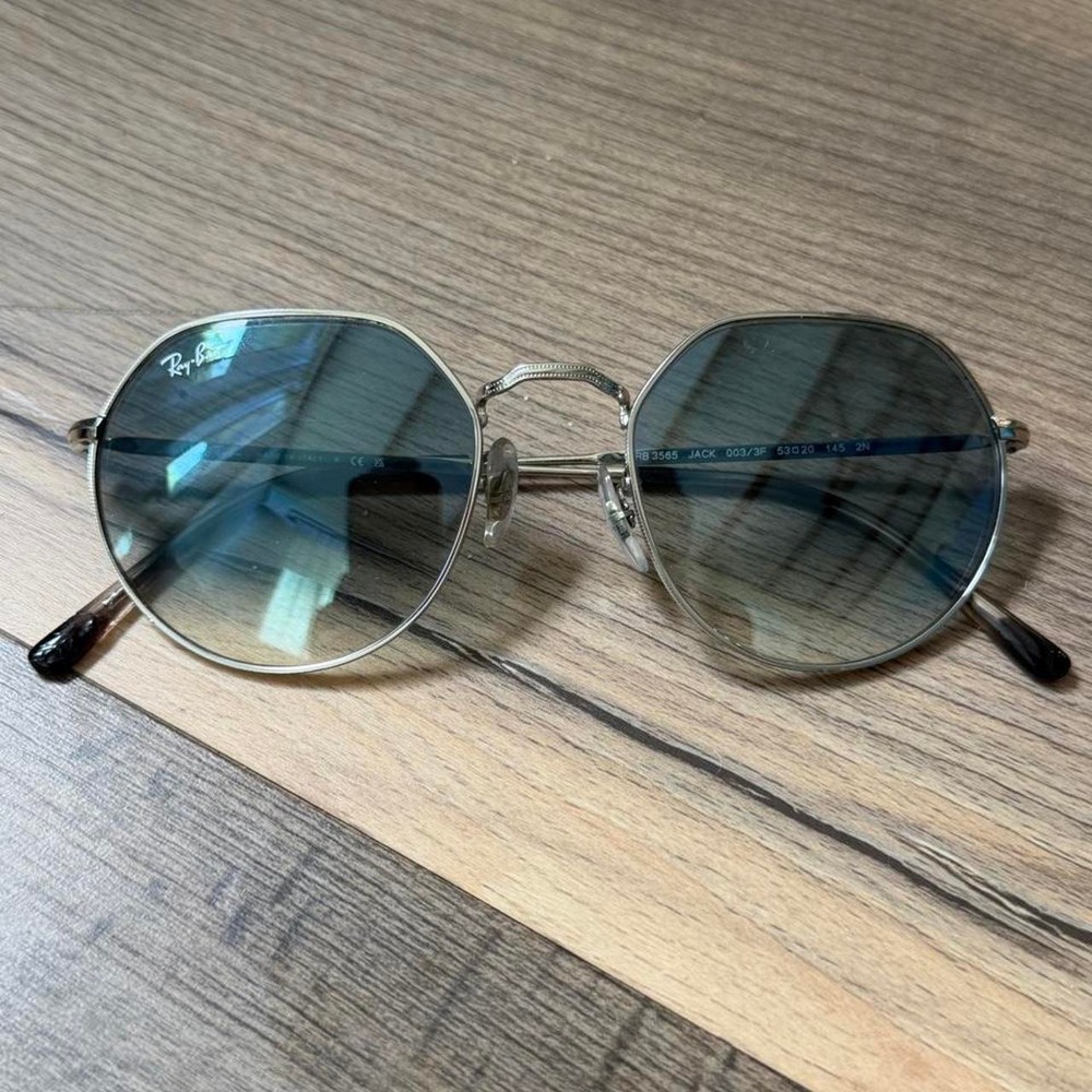 Ray-Ban RB3565 Jack Round Silver Blue Tint Sunglasses 003/3F 53-20 145